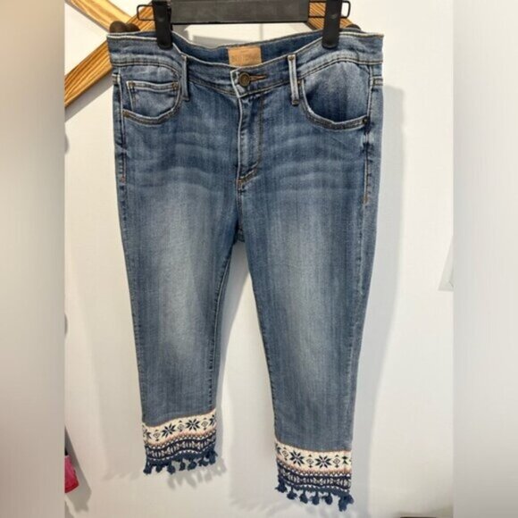 LIKE NEW- DRIFTWOOD COLETTE TASSEL HEM BOHO JEANS - Picture 4 of 9